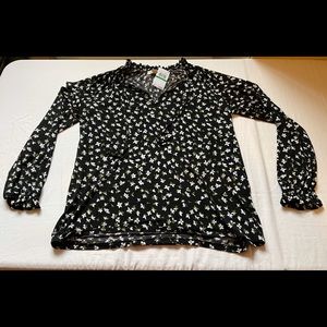 Michael Kors women black floral long sleeve. Size L